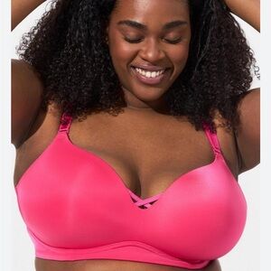 Torrid Curve Bright Coral Wire Free  Bra Size 42DDD